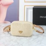 Prada Raffia Crochet Shoulder Bag Natural 20Cm 1Bh196 2A2T F0018 V Ouo - Image 8