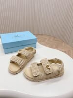 Prada Monolith Crochet Raffia Effect Sandals In Neutrals - Image 7