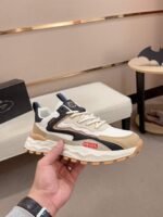 Prada Colorblock Sneaker With Logo Beige - Image 3