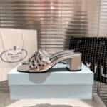 Prada Ciabatte Spazzolato Borchie Sandals Silver - Image 3
