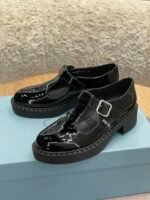 Prada Brushed Leather Mary Jane T Strap Shoes Black 2Ee372 055 F0002 - Image 4