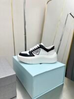 Prada Leather Platform Sneaker White And Black - Image 2