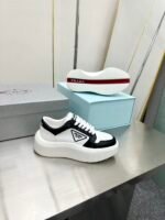 Prada Leather Platform Sneaker White And Black - Image 3