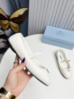 Prada Soft Padded Nappa Leather Ballerinas White - Image 3