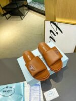 Prada Soft Padded Nappa Leather Slides Brown - Image 3