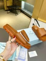Prada Soft Padded Nappa Leather Slides Brown - Image 5