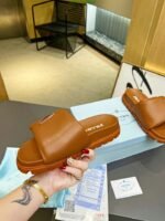 Prada Soft Padded Nappa Leather Slides Brown - Image 6