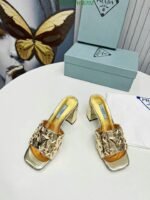 Prada Studded Metallic Leather Mules Gold 1Xx6473Ll5F0522F065 - Image 3