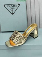 Prada Studded Metallic Leather Mules Gold 1Xx6473Ll5F0522F065 - Image 5