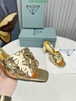 Prada Studded Metallic Leather Mules Gold 1Xx6473Ll5F0522F065 - Image 6