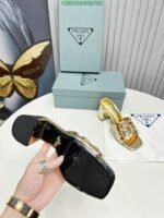 Prada Studded Metallic Leather Mules Gold 1Xx6473Ll5F0522F065 - Image 9