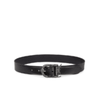 Saint Laurent Monogram Celtic Leather Black And Silver Belt 0400017970125