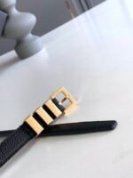 Saint Laurent Unisex Brown And Gold Suede Leather Classic 3 Passants Belt 314629 2551 - Image 2