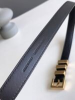 Saint Laurent Unisex Brown And Gold Suede Leather Classic 3 Passants Belt 314629 2551 - Image 3
