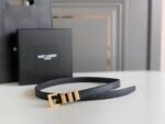 Saint Laurent Unisex Brown And Gold Suede Leather Classic 3 Passants Belt 314629 2551 - Image 7