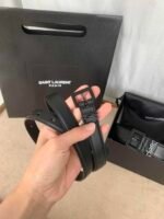 Saint Laurent Cassandre Thin Belt With Square Buckle In Shiny Box Saint Laurent Leather 554465Boo0U1000 - Image 4