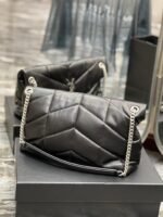 Saint Laurent Puffer Medium In Nappa Leather Silver Black 31Cm 5774751El001000 - Image 4