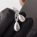 Saint Laurent Teardrop Earrings With Ysl Logo Silver - Image 7