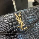 Saint Laurent Uptown Pouch In Crocodile Embossed Shiny Leather Gold Black 27Cm 565739Dnd0J1000 - Image 3
