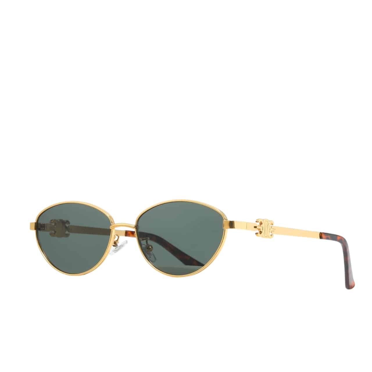 TBB-8-2 Celine Butterfly Cat Eye Sunglasses With Logo In Green - Image 1