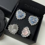 Chanel Heart Motif And Crystal Earrings In Pink - Image 6