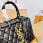 Saint Laurent Calfskin Leather Handbag Black 33Cm - Image 7