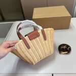 Summer Set: Celine Teen Couffin In Wicker And Leather Tan 15Cm And Celine Slides Tippi In Vegetal Brown 352343766C 04Lu - Image 3