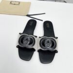 Gucci Women’s Interlocking G Slide Sandal Black White 835723 Faea0 8543 - Image 6