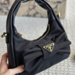 Prada Re Nylon And Nappa Leather Mini Bag With Bow Black 20Cm 1Bc241 Rp0C F0002 V Oxo - Image 3