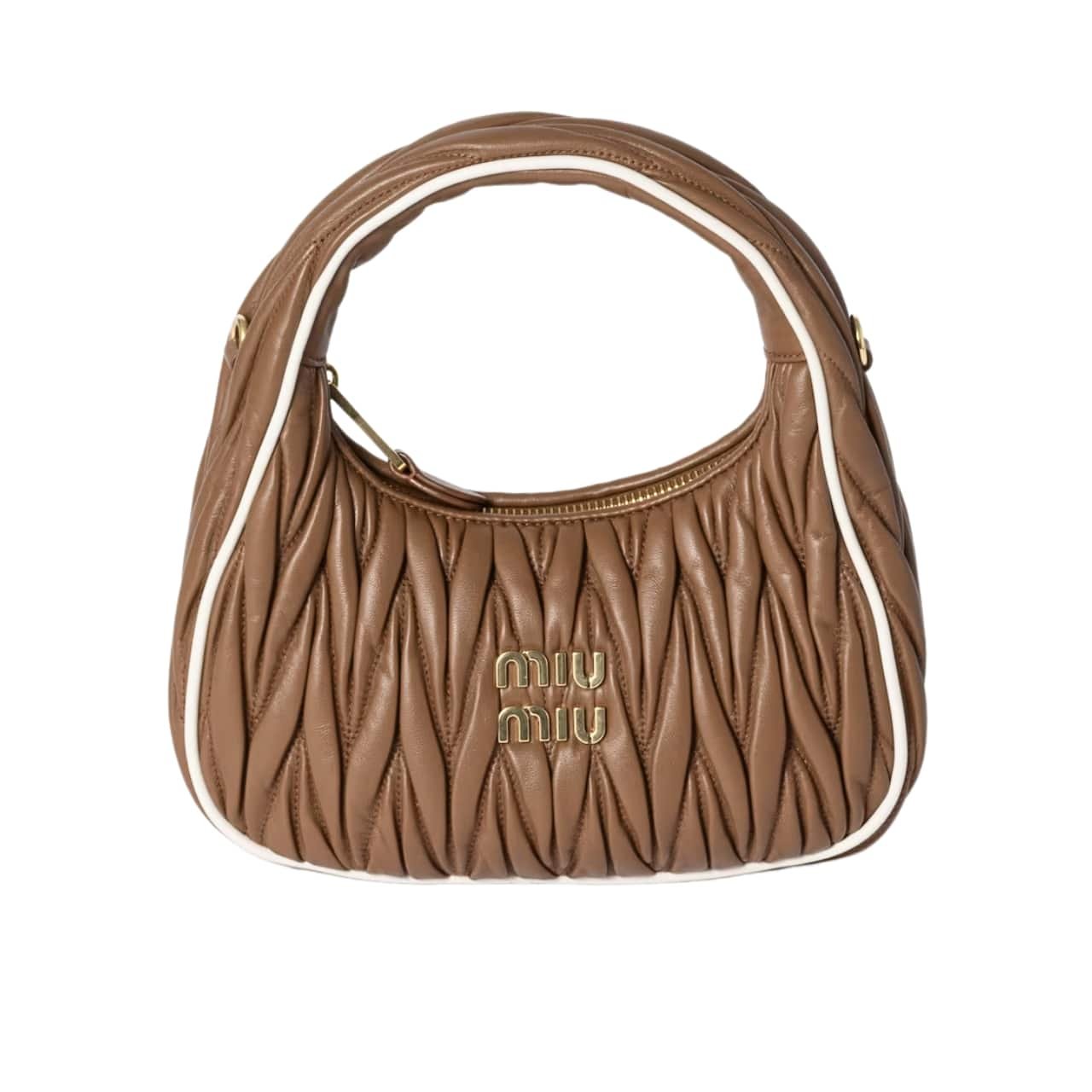 TBNB-1-31-1 Miumiu Wander Matelassé Bag Marble Cognac And White 20Cm 5Bc125 2Ibs F031W V Oof - Image 1