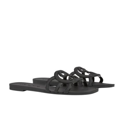 Gucci Women’S Interlocking G Slide Sandal Black ‎780307 J8700 1000