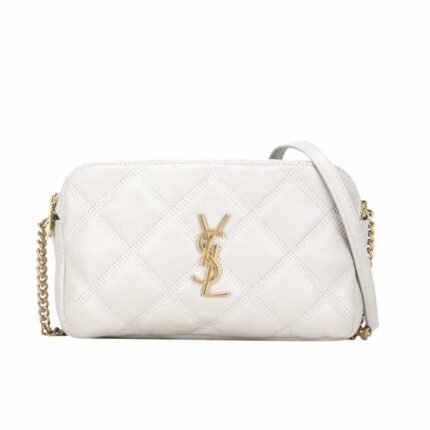 Saint Laurent Mini Becky Double Zip Bag White 20Cm