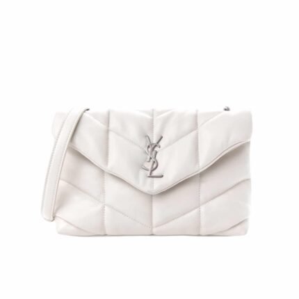 Saint Laurent Loulou Small Chain Bag In Matelassé Y White Silver 29Cm 494699Dv7269207