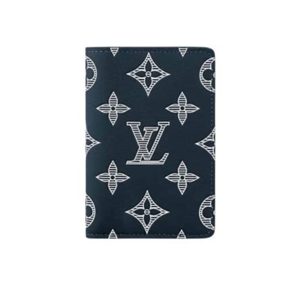 Louis Vuitton Pocket Organizer Monogram Calfskin Navy Blue 7Cm M83378