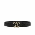 Chanel Cc Belt Gold Chain And Black Leather 28Mm