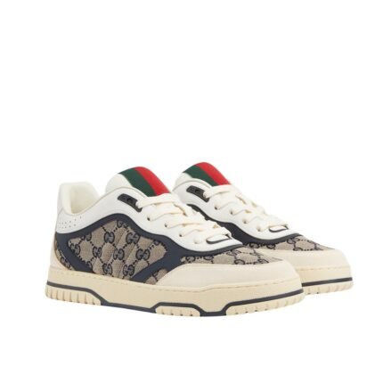 Gucci Women’s Re Web Sneaker Original Gg Canvas Beige And Blue ‎787476 Aadhw 9552