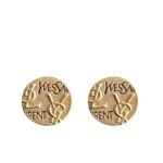Saint Laurent Ysl Round Earrings Gold