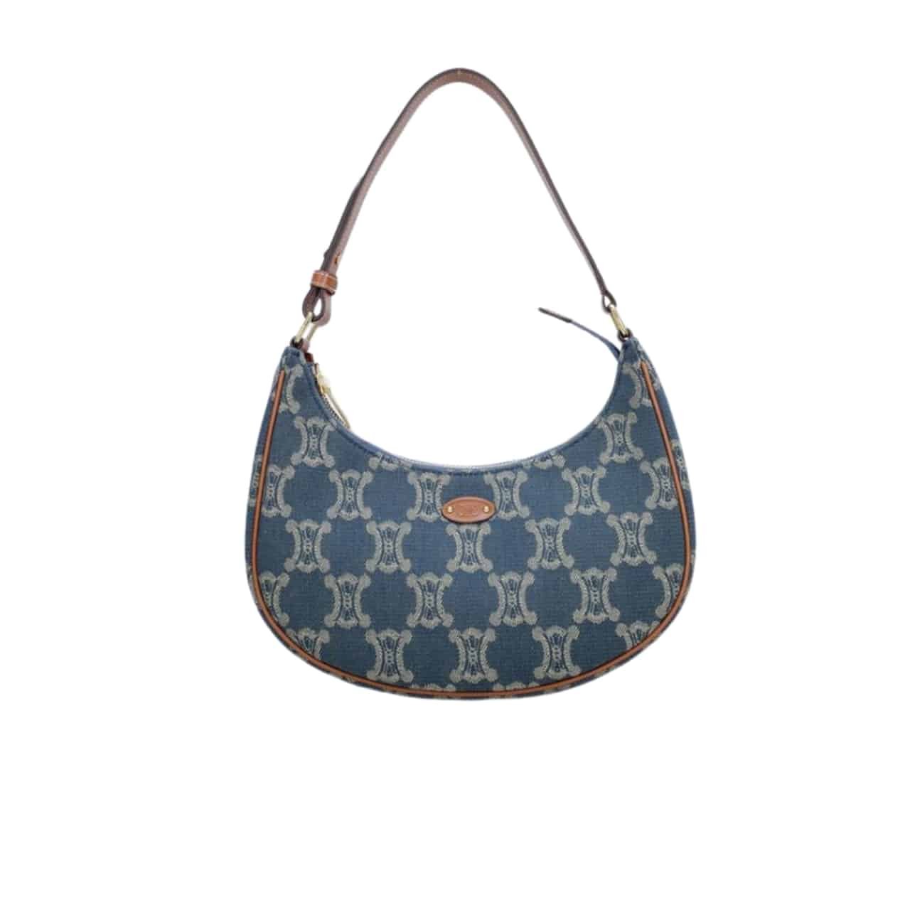 xr:d:DAF6MoGXHTU:1058,j:6786219648996857060,t:24030708 Celine Ava Triomphe Bag Half Moon In Denim Blue 25Cm - Image 1