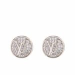 Louis Vuitton Sparkling Circle Stud Earrings White Gold Tone
