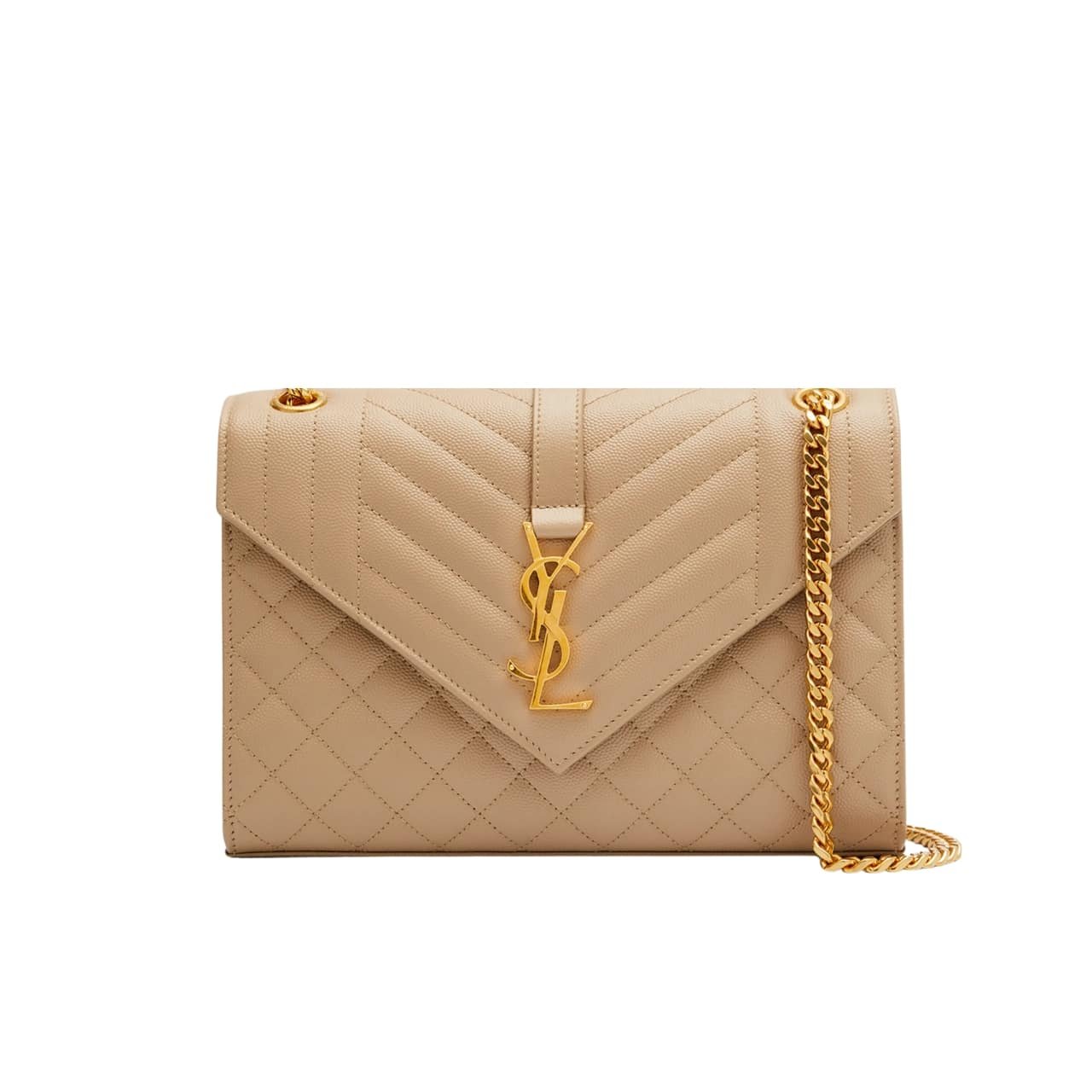 TBNB-3-4-1 Saint Laurent Envelope Matelassé Grain De Poudre Dark Beige 24Cm - Image 1