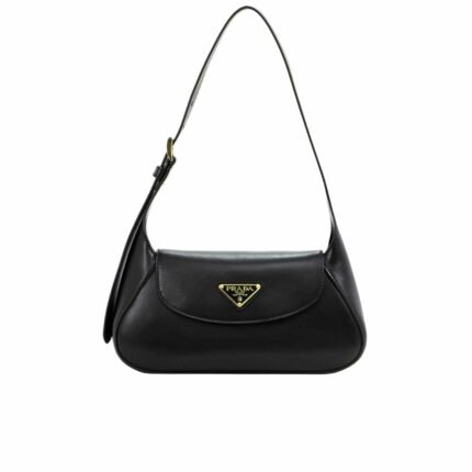 Prada Triangle Logo Shoulder Bag Black 24Cm