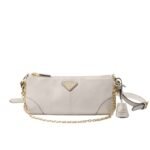 Prada Re Edition 2002 Leather Shoulder Bag White 23Cm