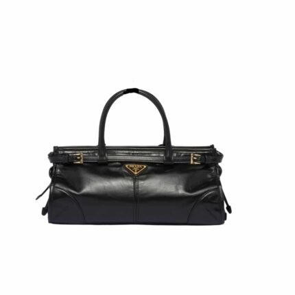 Prada Medium Leather Handbag Black 32Cm 1Ba426 2Cyr F0002 V Moo