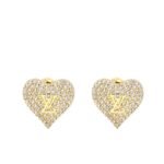 Louis Vuitton Sparkling Heart Stud Earrings Gold Tone