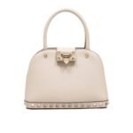 Valentino Garavani Rockstud Handbag In Grainy White 21Cm