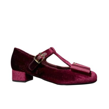 Prada Velvet Mary Pumps Red