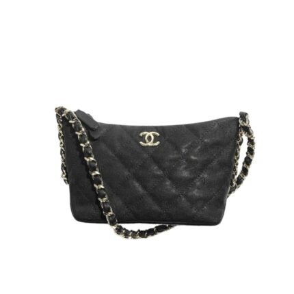 Chanel Small Hobo Bag Grained Shiny Calfskin Black 20Cm As4320 B15551 94305