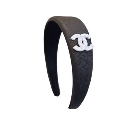 Chanel Cc Leather Headband Black
