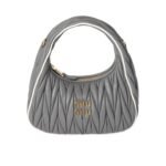 Miumiu Wander Matelassé Bag Marble Gray And White 20Cm 5Bc125 2Ibs F0Rxg V Oof