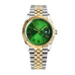 Rolex Datejust Roman Numeral Dial Oystersteel And Gold In Green 41Mm